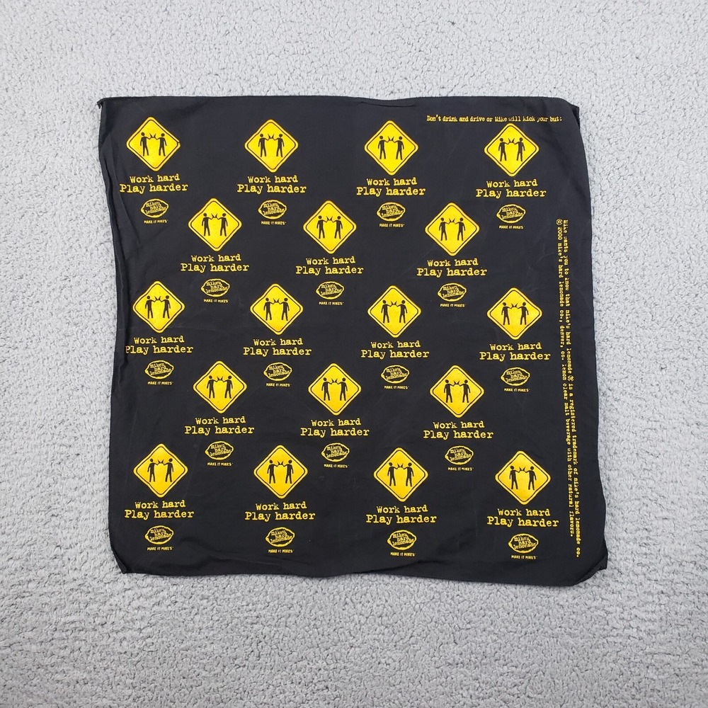 Mike's Hard Lemonade Bandana 2000 Work Hard Play Harder Hanky Scarf Handkerchief